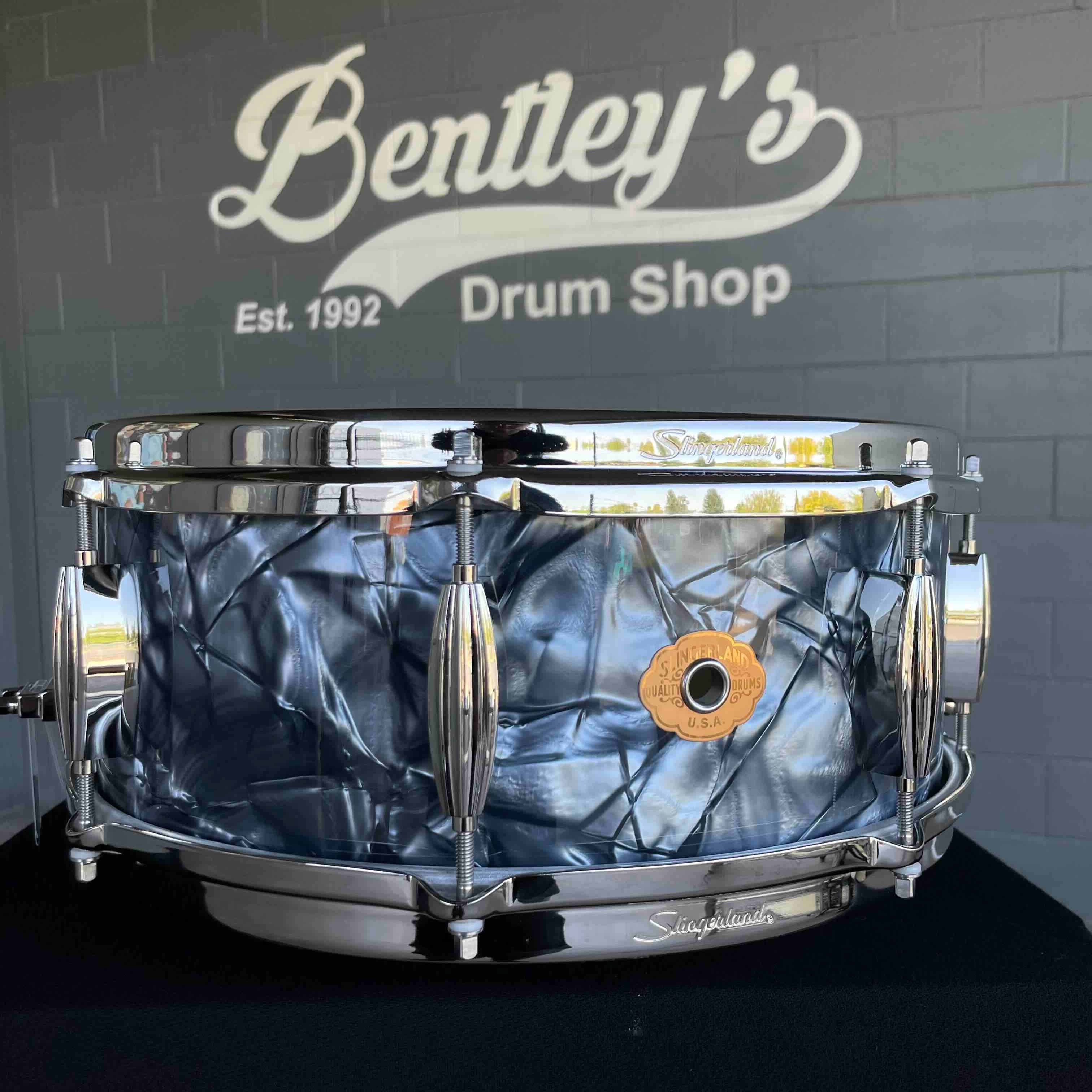 ~NEW~ Slingerland RadioKing Artist Series 5.5x14 Mahogany/Poplar Snare Drum in Black Diamond Pearl with Nickel Hardware